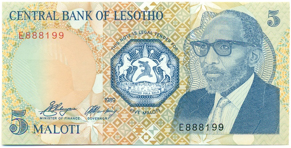 5 малоти 1989 года Лесото — Фото №1