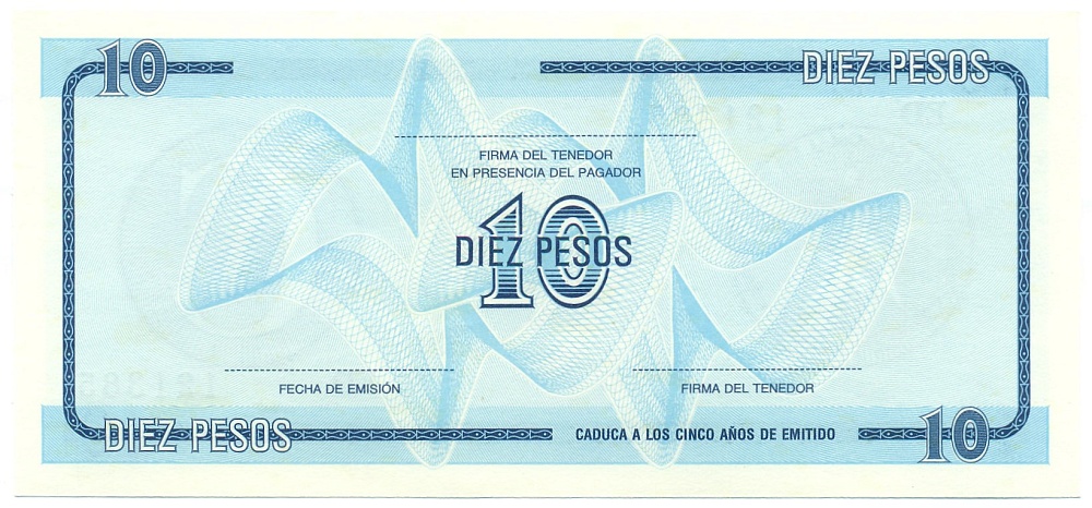 10 песо 1985 года Куба (Валютный сертификат) — Фото №2