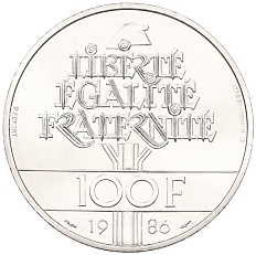 100 франков 1986 года Франция «100 лет Статуе Свободы» (Пьедфорд) — Фото №2