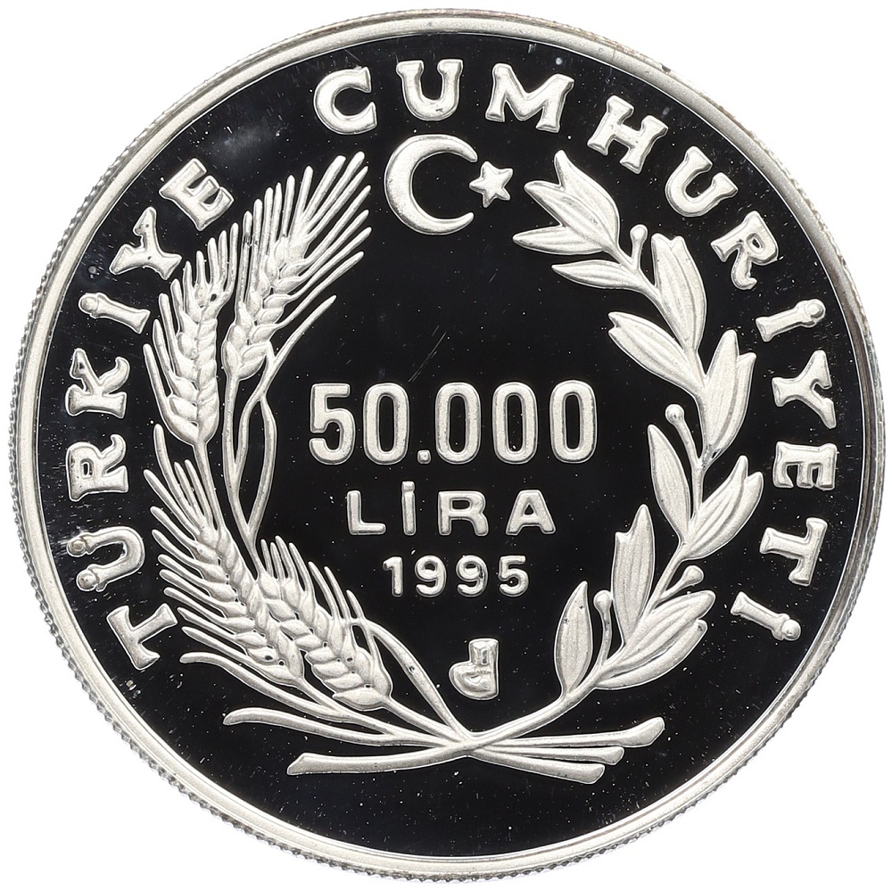 50000 лир 1995 года Турция «Вымирающие виды — Черепаха» — Фото №2
