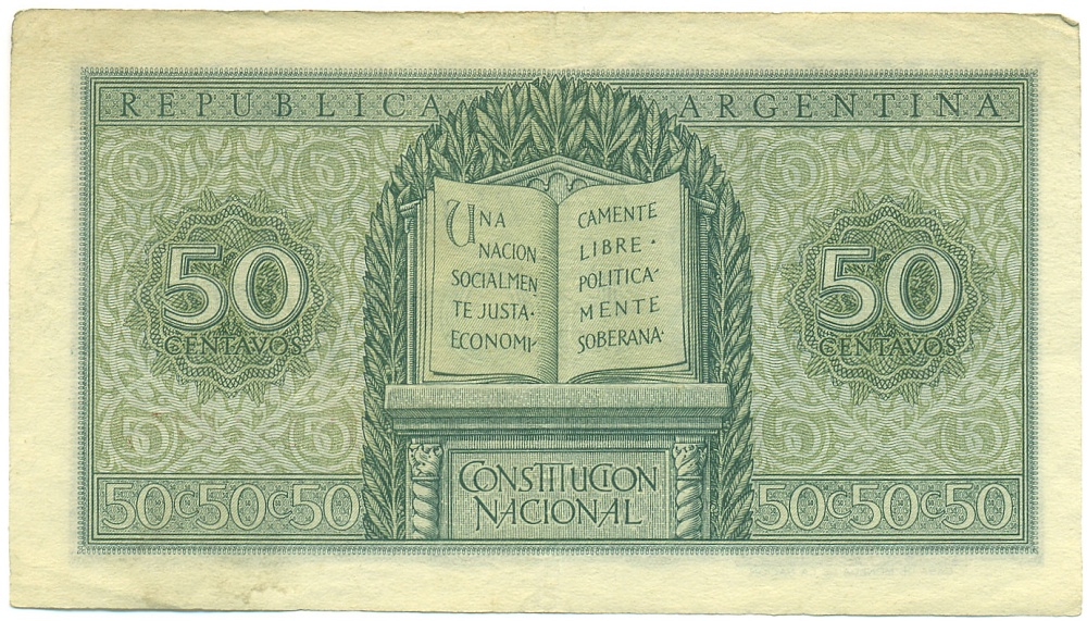50 сентаво 1950-1951 года Аргентина — Фото №2