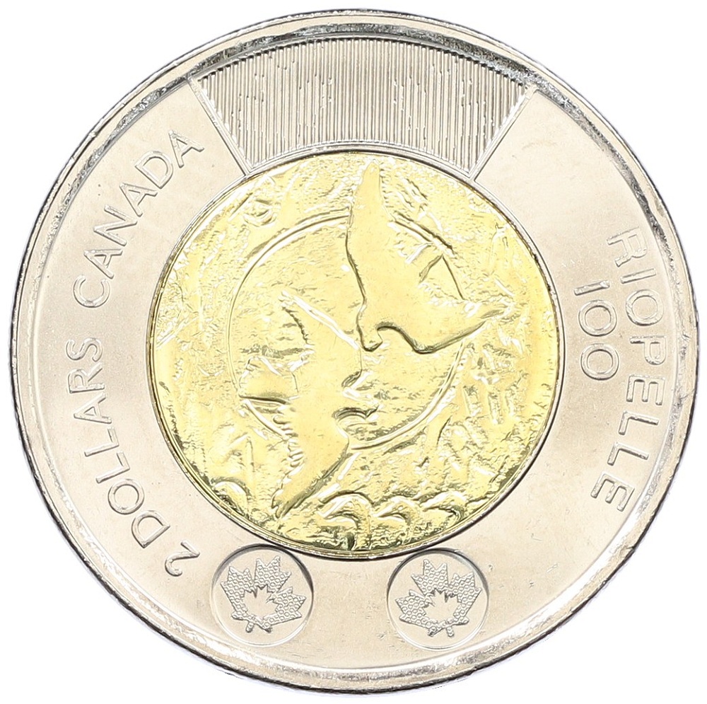 2 доллара 2023 года Канада «100 лет со дня рождения Жан-Поля Риопеля» — Фото №1