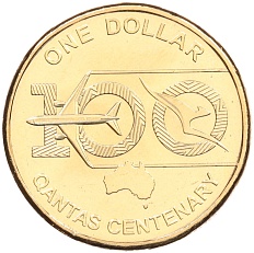 1 доллар 2020 года Австралия «100 лет авиакомпании «Qantas Airways (Qantas Centenary)» — Фото №1