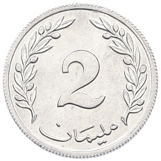2 миллима 1960 года Тунис — Фото №2