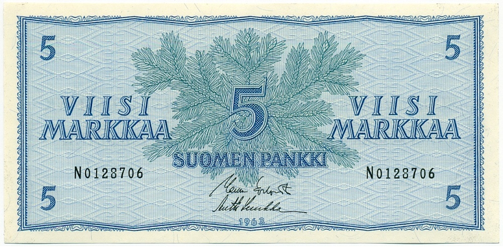 5 марок 1963 года Финляндия — Фото №1