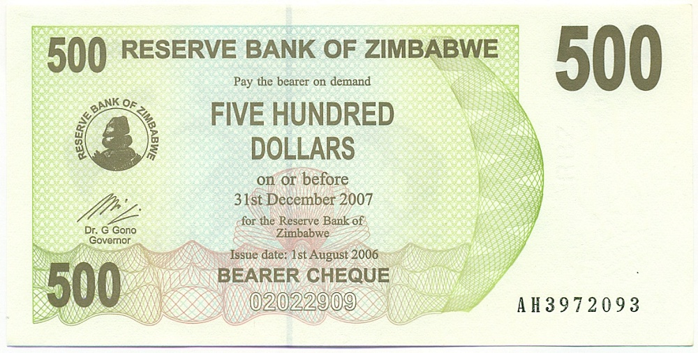 500 долларов 2006 года Зимбабве — Фото №1