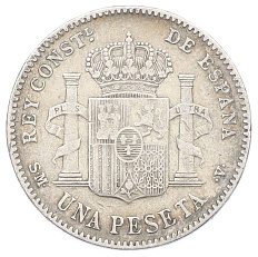 1 песета 1900 года Испания — Фото №2