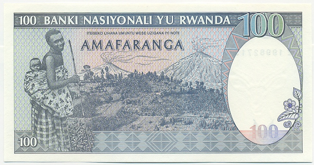100 франков 1989 года Руанда — Фото №2