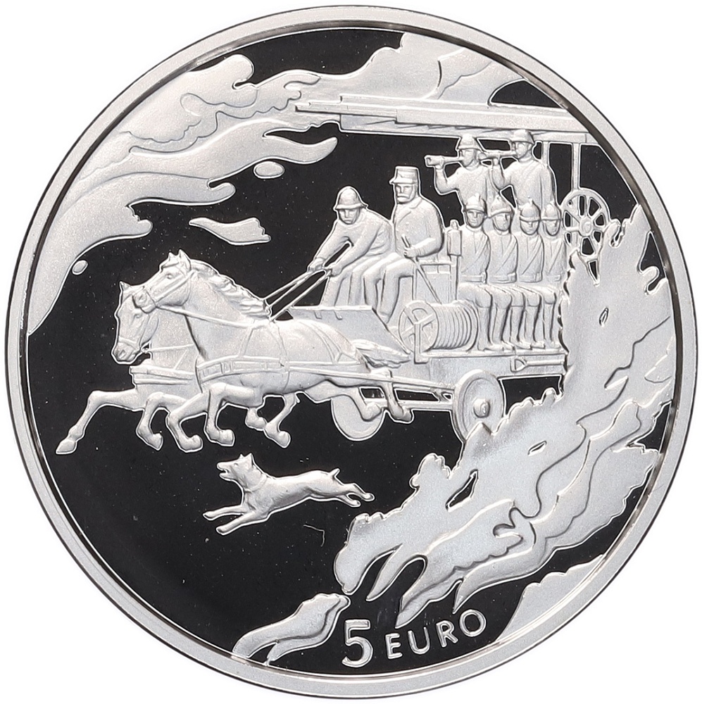 5 евро 2015 года Латвия «150 лет пожарной службе» — Фото №1