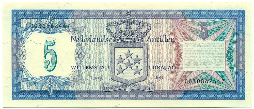 5 гульденов 1984 года Нидерландские Антильские острова — Фото №2