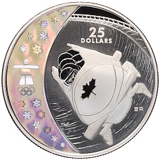 25 долларов 2008 года Канада «XXI зимние Олимпийские Игры 2010 в Ванкувере — Бобслей» — Фото №1