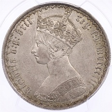 1 флорин 1852 года Великобритания (Королева Виктория) в слабе PCGS (MS64) — Фото №1