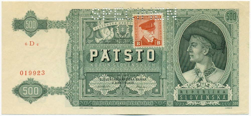 500 крон 1945 года Чехословакия (ОБРАЗЕЦ) — Фото №1