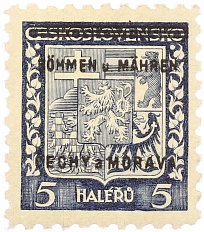 Почтовая марка 5 геллеров 1939 года Богемия и Моравия — Фото №1