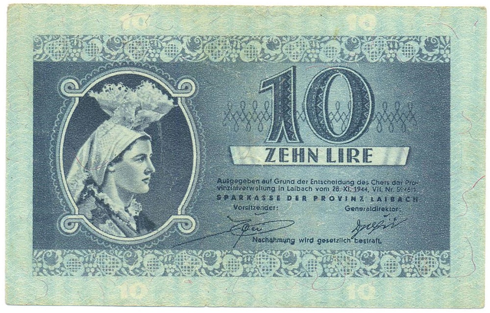 10 лир 1944 года Словения — Фото №2