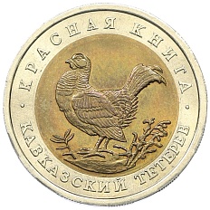 50 рублей 1993 года ЛМД «Красная книга — Кавказский тетерев» — Фото №1