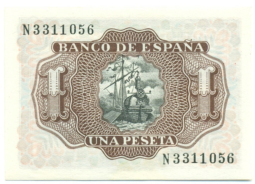 1 песета 1953 года Испания — Фото №2