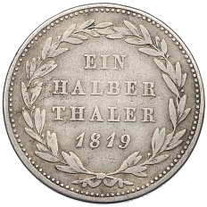 1/2 талера 1819 года Гессен-Кассель — Фото №1