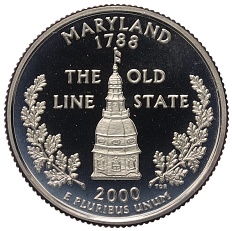 1/4 доллара (25 центов) 2000 года S США «Штаты и территории — Мэриленд» — Фото №1