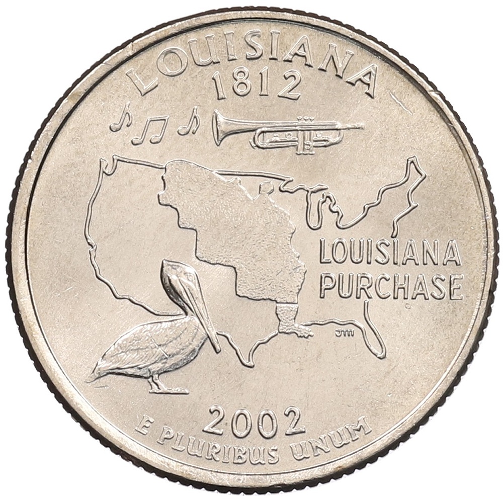 1/4 доллара (25 центов) 2002 года P США «Штаты и территории — Луизиана» — Фото №1