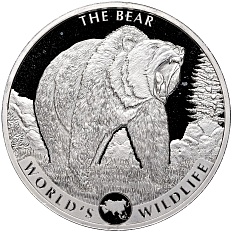 20 франков 2022 года Конго (ДРК) «Дикая природа мира — Медведь» — Фото №1