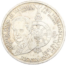 10 марок 1992 года D Германия «150 лет ордену Pour-le-Merite за заслуги в науке и искусстве» — Фото №1