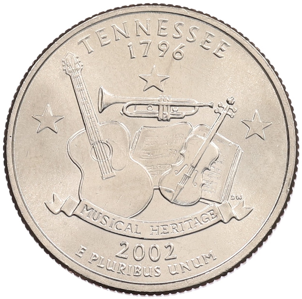 1/4 доллара (25 центов) 2002 года D США «Штаты и территории — Теннесси» — Фото №1