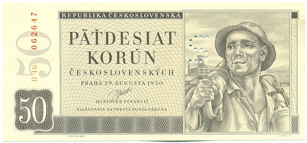 50 крон 1950 года Чехословакия (ОБРАЗЕЦ) — Фото №1