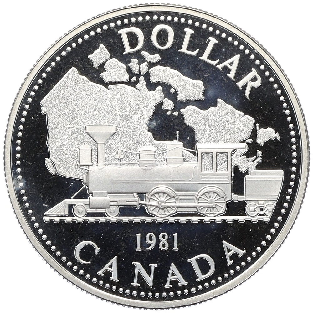 1 доллар 1981 года Канада «100 лет Трансконтинентальной железной дороге» — Фото №1