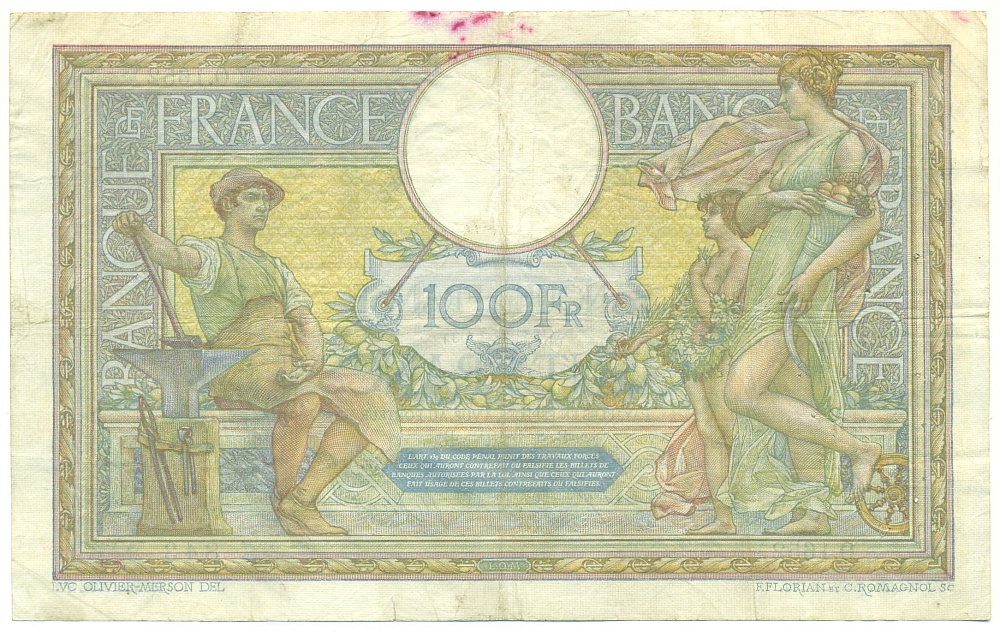 100 франков 1913 года Франция — Фото №2