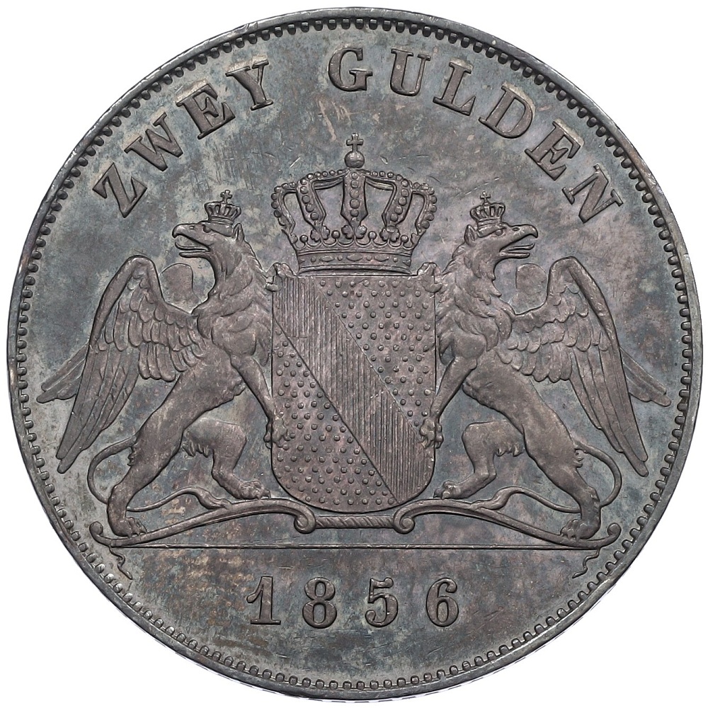 2 гульдена 1856 года Баден — Фото №2