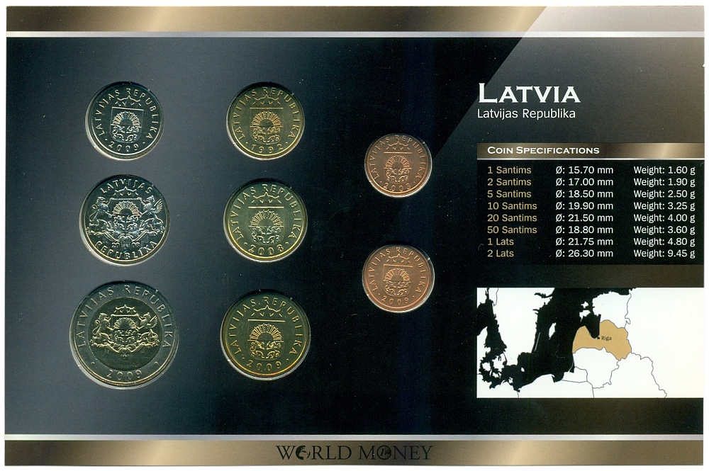 Набор монет 1992-2009 года Латвия — Фото №2