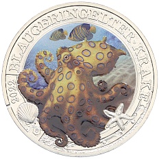 3 евро 2022 года Австрия «Синекольчатый осьминог» — Фото №1