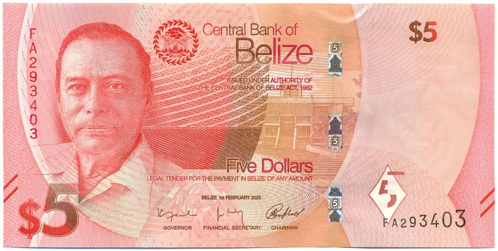5 долларов 2025 года Белиз — Фото №1
