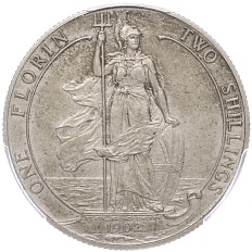 1 флорин (2 шиллинга) 1902 года Великобритания (Король Эдуард VII) — в слабе PCGS (PR63) — Фото №1
