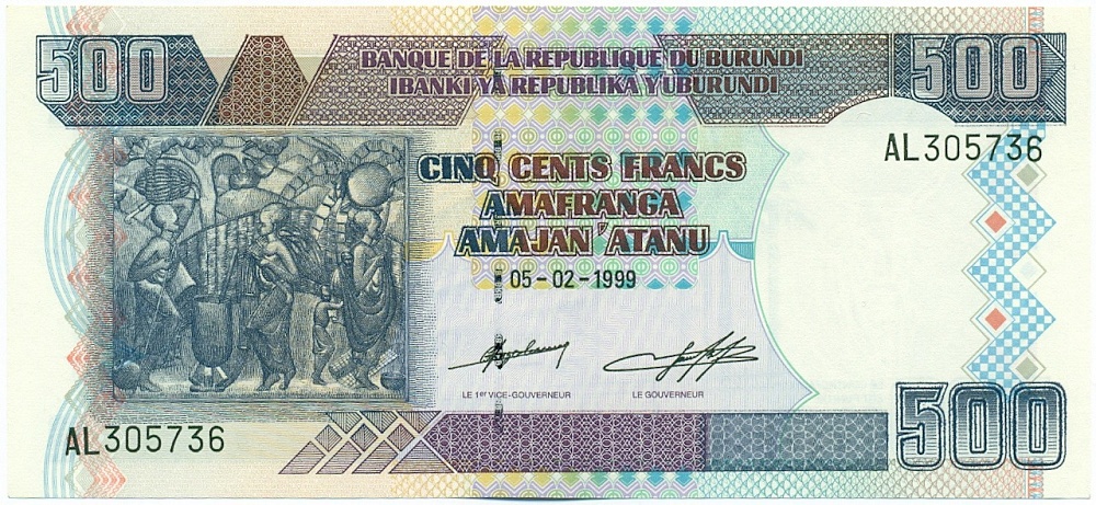 500 франков 1999 года Бурунди — Фото №1