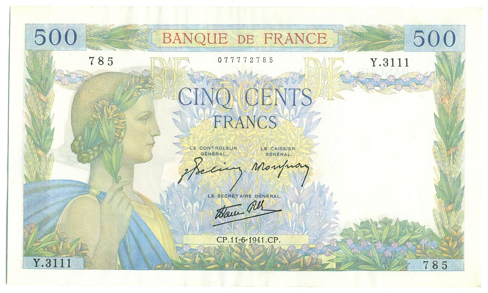 500 франков 1941 года Франция — Фото №1