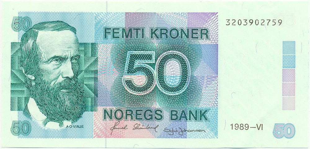 50 крон 1989 года Норвегия — Фото №1