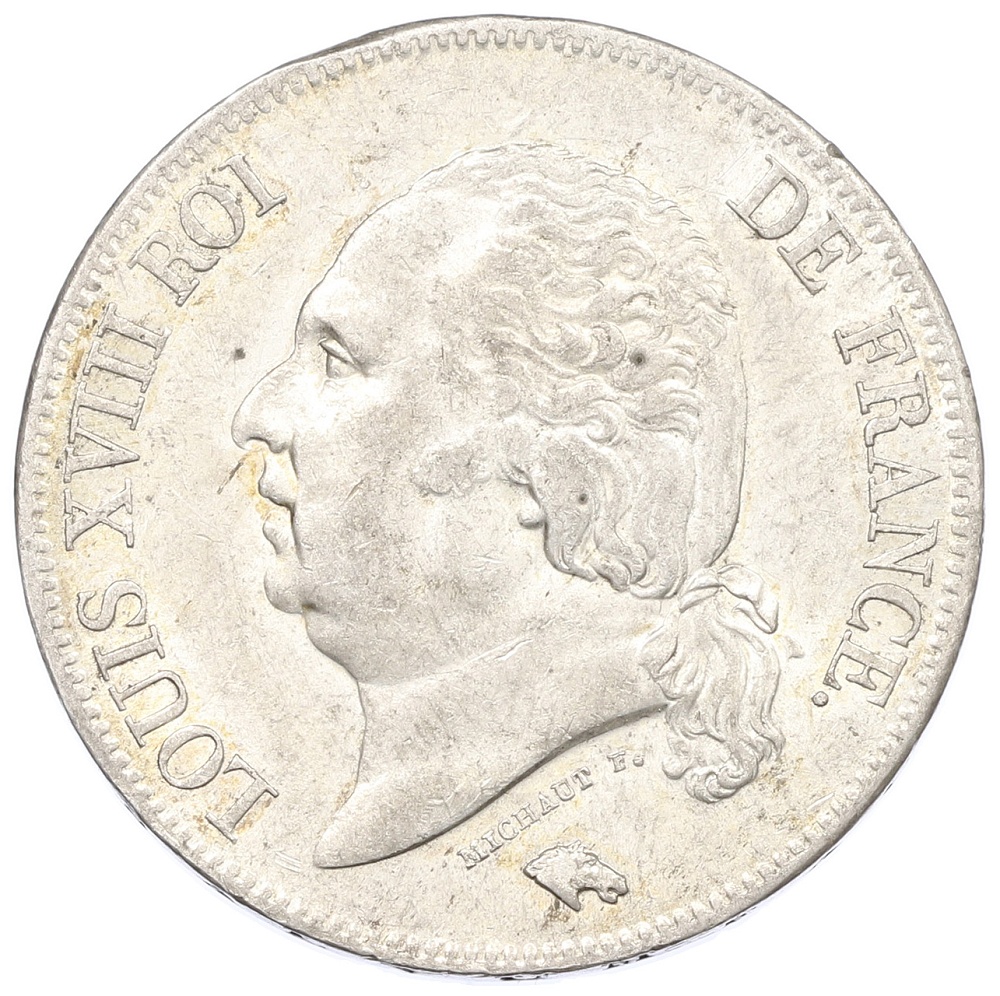 5 франков 1824 года W Франция — Фото №1