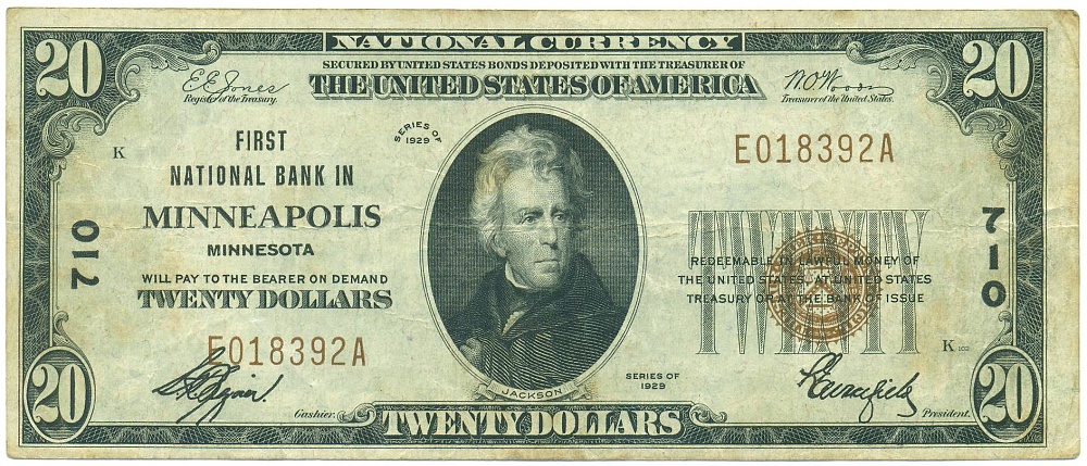 20 долларов 1929 года США (Миннесота — Миннеаполис) — Фото №1
