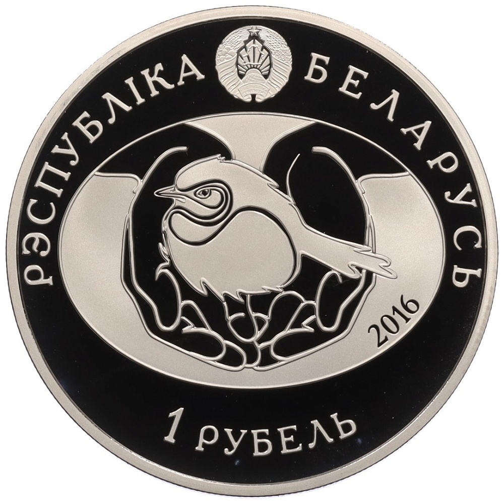 1 рубль 2016 года Белоруссия «Птица года — Обыкновенный гоголь» — Фото №2