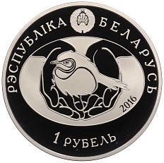 1 рубль 2016 года Белоруссия «Птица года — Обыкновенный гоголь» — Фото №2