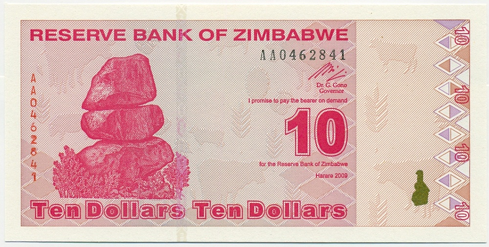 10 долларов 2009 года Зимбабве — Фото №1