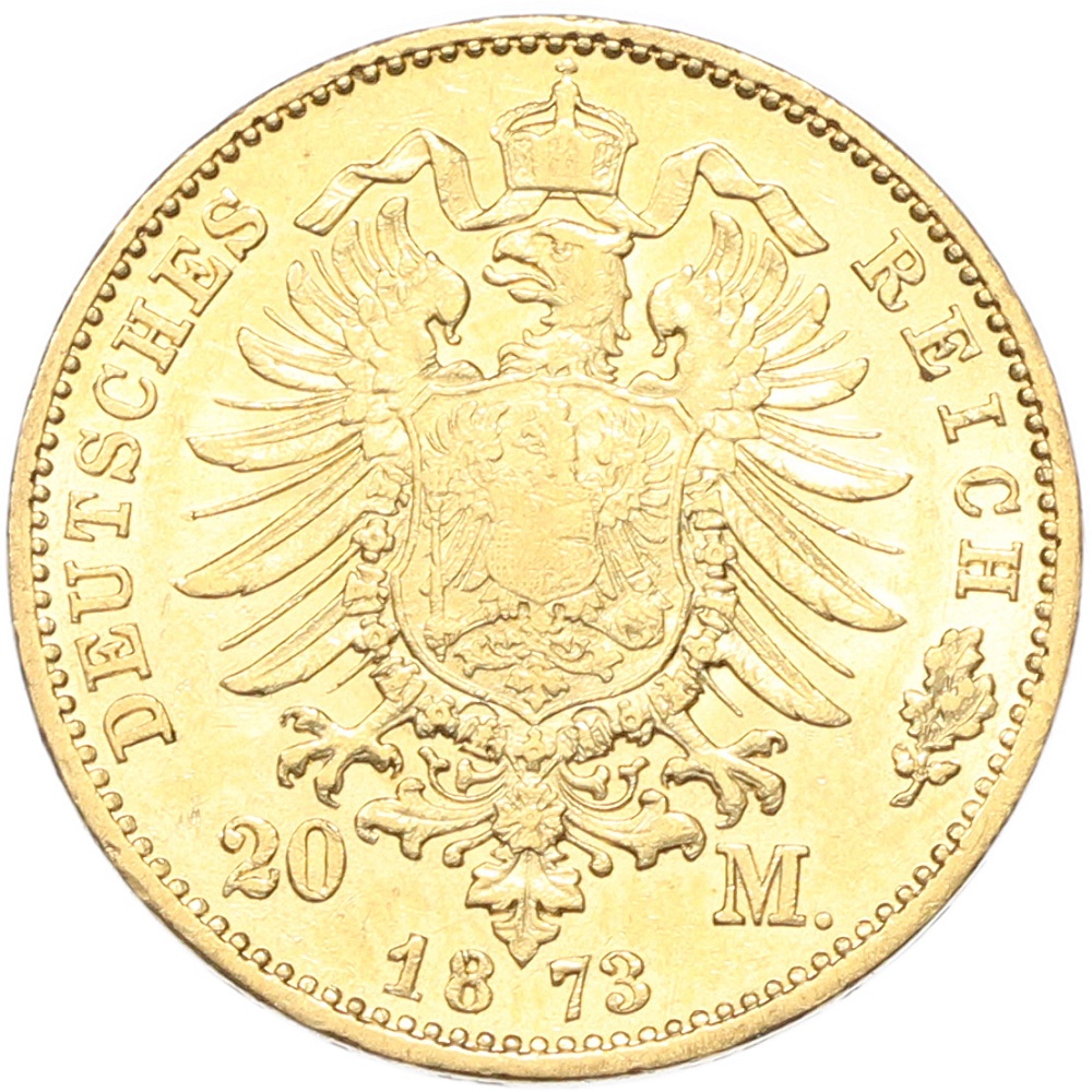 20 марок 1873 года D Германия (Бавария) — Фото №2