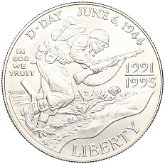 1 доллар 1993 года D США «50 лет высадке союзников в Нормандии» — Фото №1