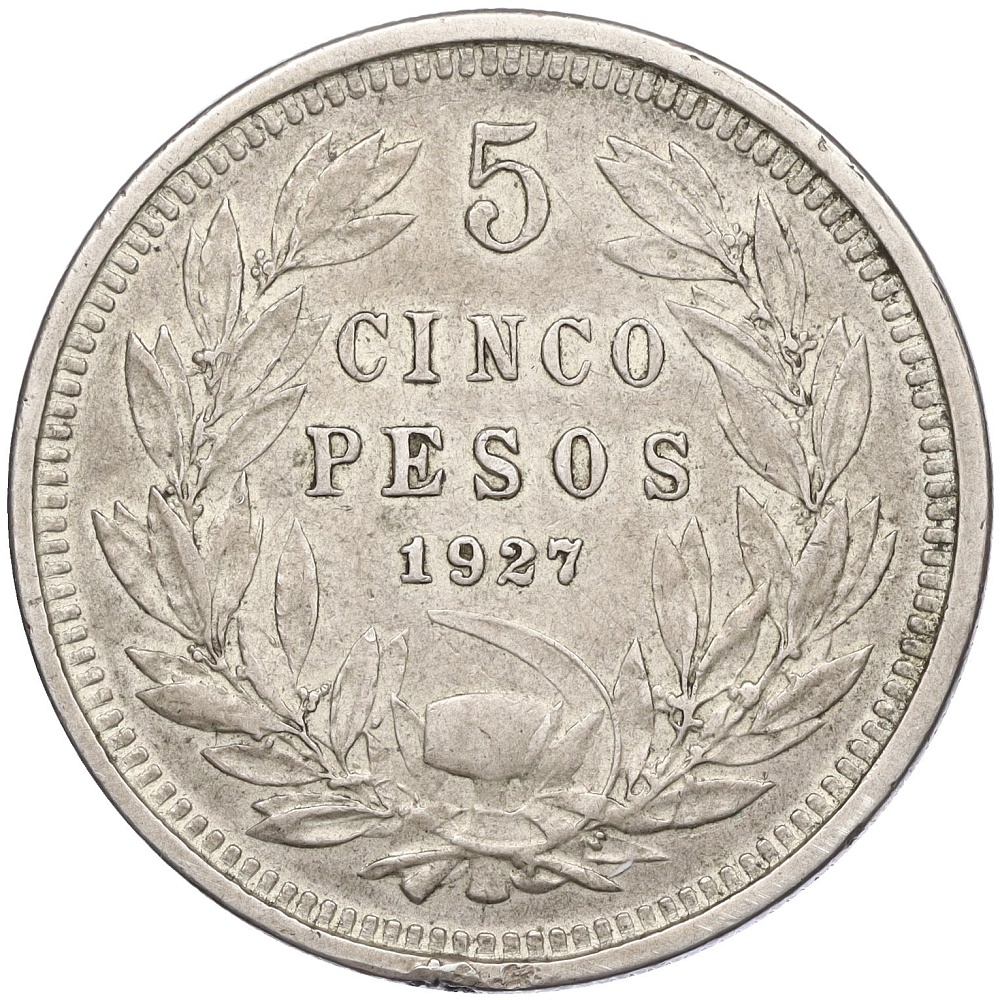 5 песо 1927 года Чили — Фото №1