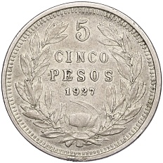 5 песо 1927 года Чили — Фото №1