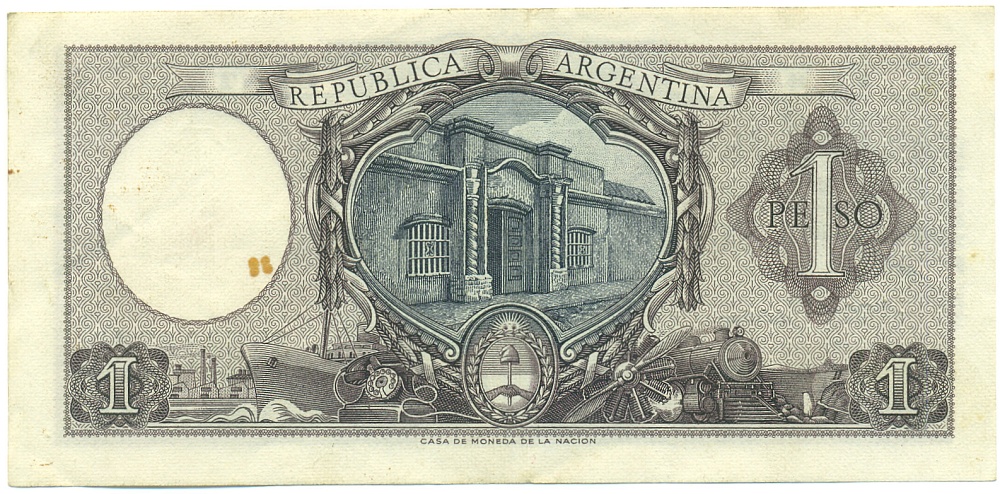 1 песо 1956-1957 года Аргентина — Фото №2