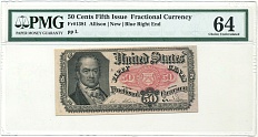 50 центов 1874 года США (5-й выпуск) — в слабе PMG (Choice UNC 64) — Фото №1