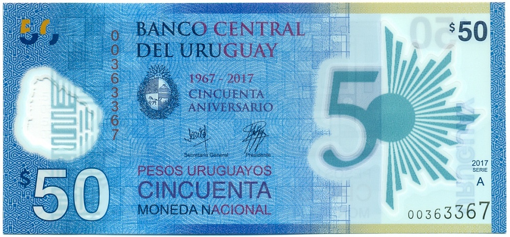 50 песо 2017 года Уругвай — Фото №1